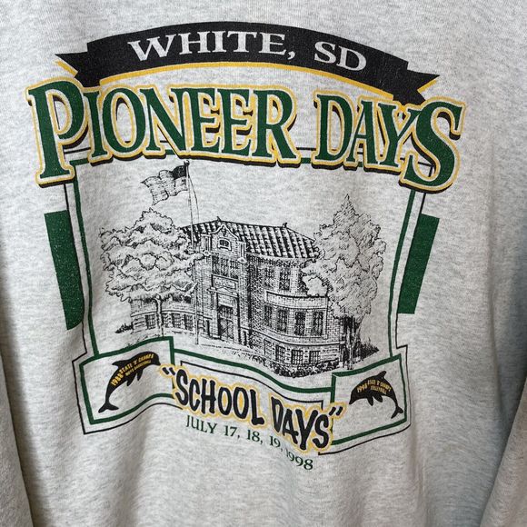 Vintage White SD Pioneer Days Crewneck Sweatshirt, XL, Gray, Fruit Of The Loom - Picture 2 of 11